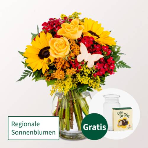 Blumenstrauß Herbstglühen mit Halloren Kugeln & Vase